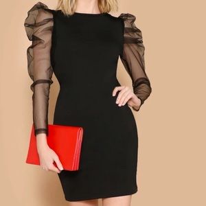 Mommy and me black dress with puffer sleeves